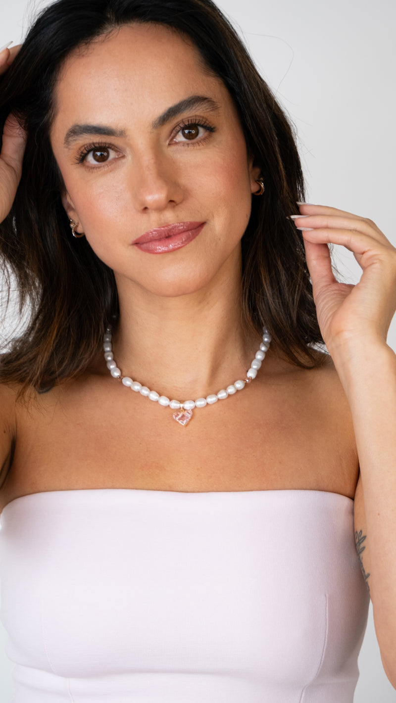 Collar corazón rosado