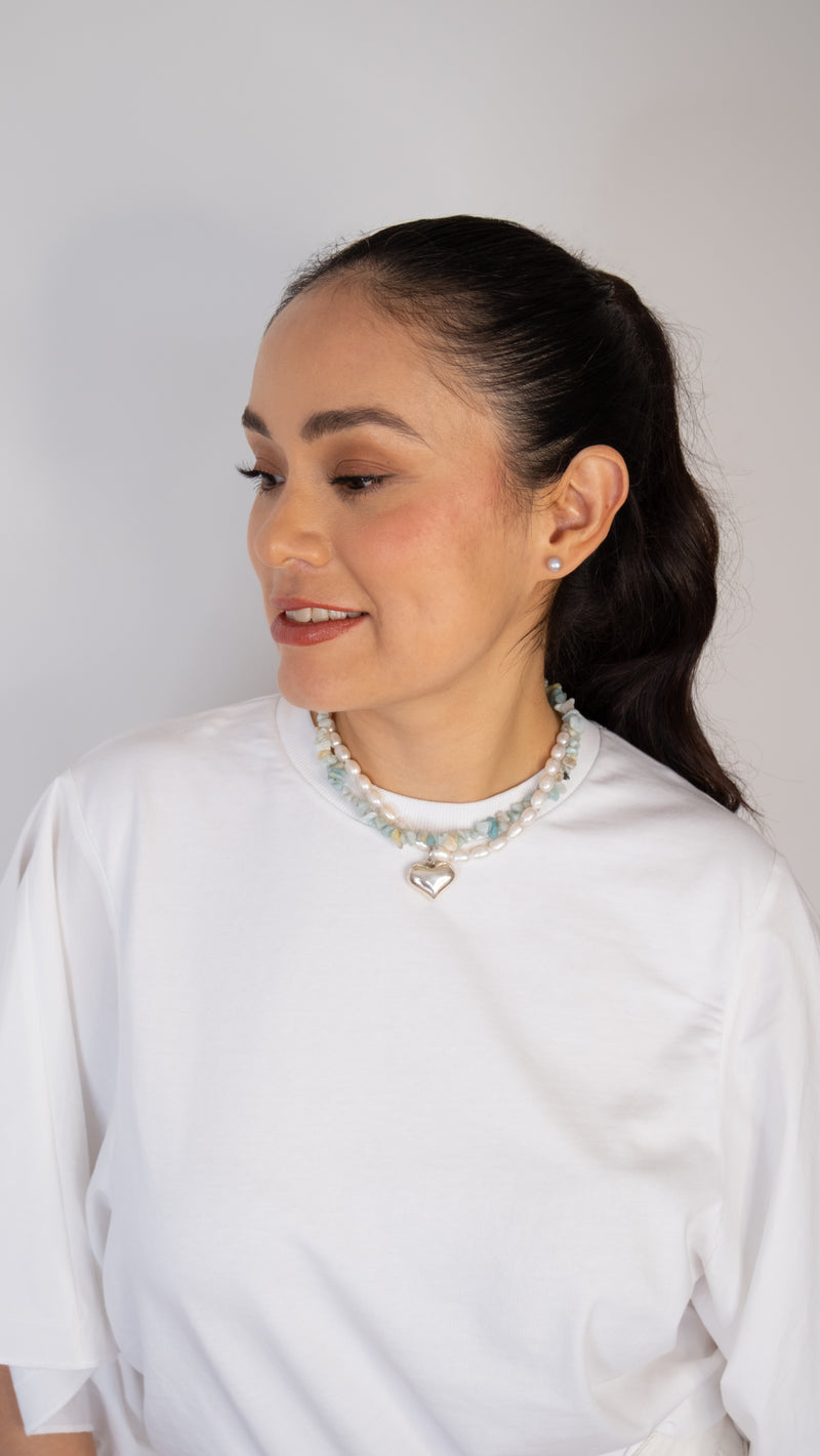 Collar Amazonita Silver Heart