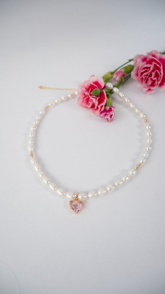 Collar corazón rosado