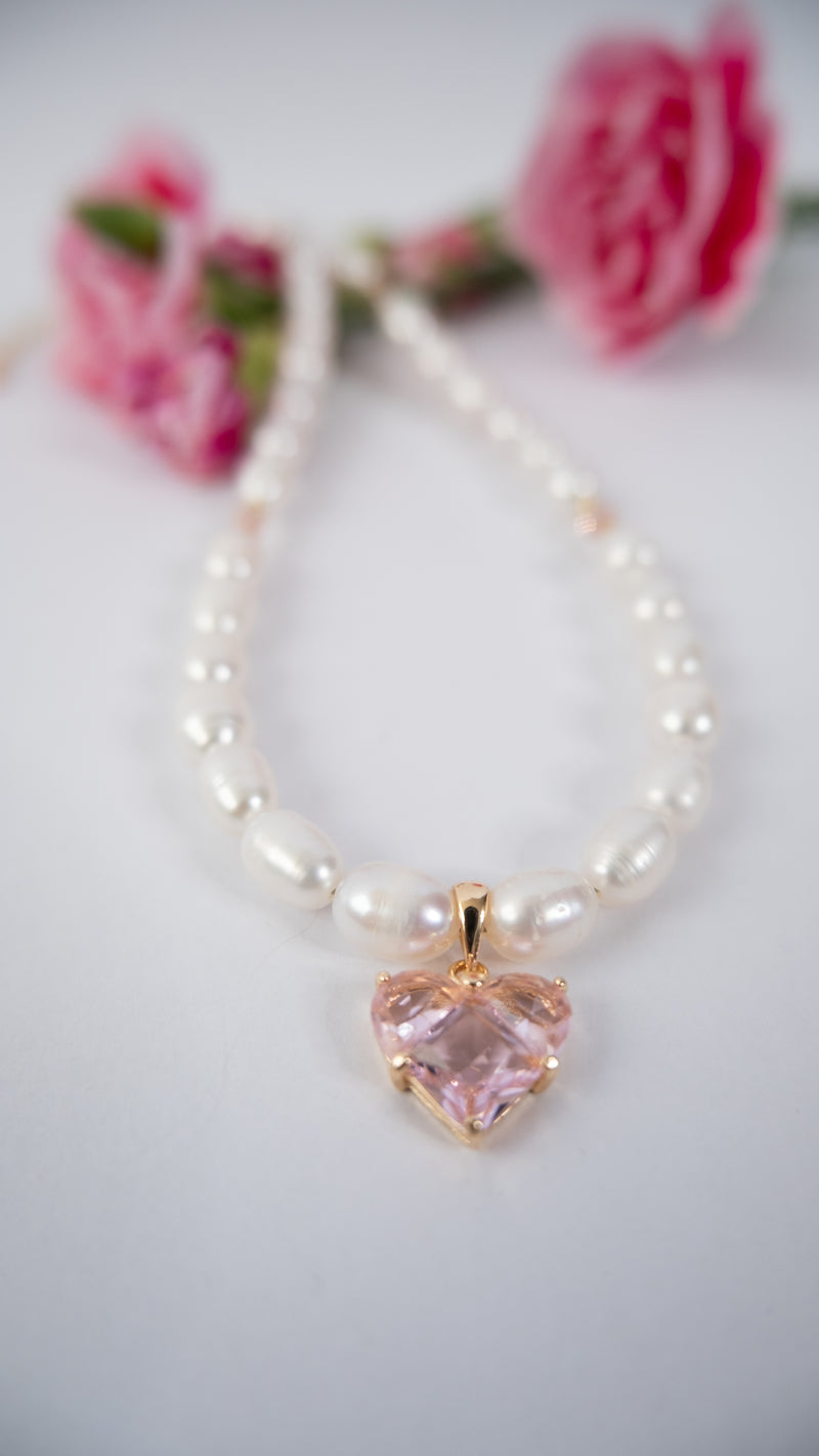 Collar corazón rosado