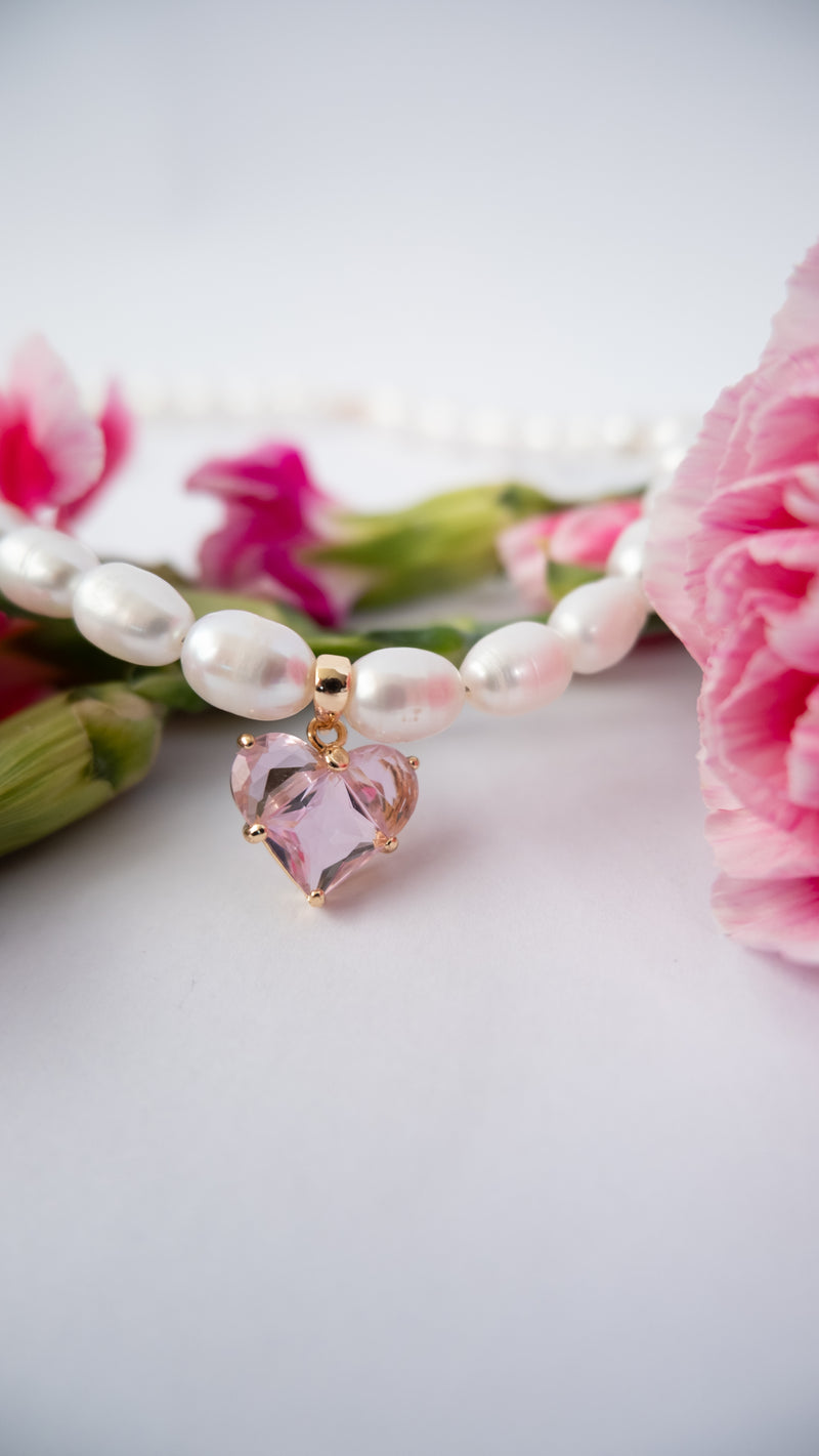 Collar corazón rosado