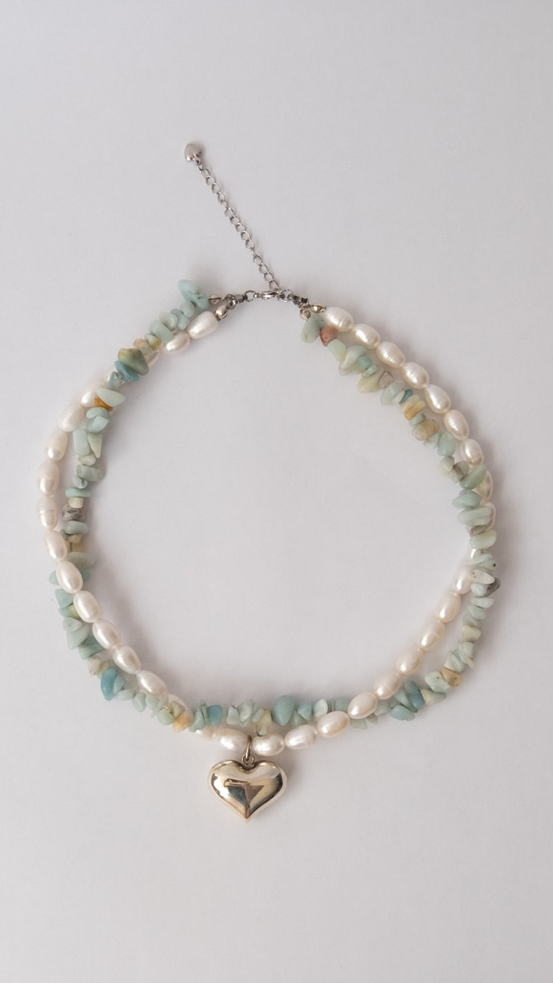 Collar Amazonita Silver Heart