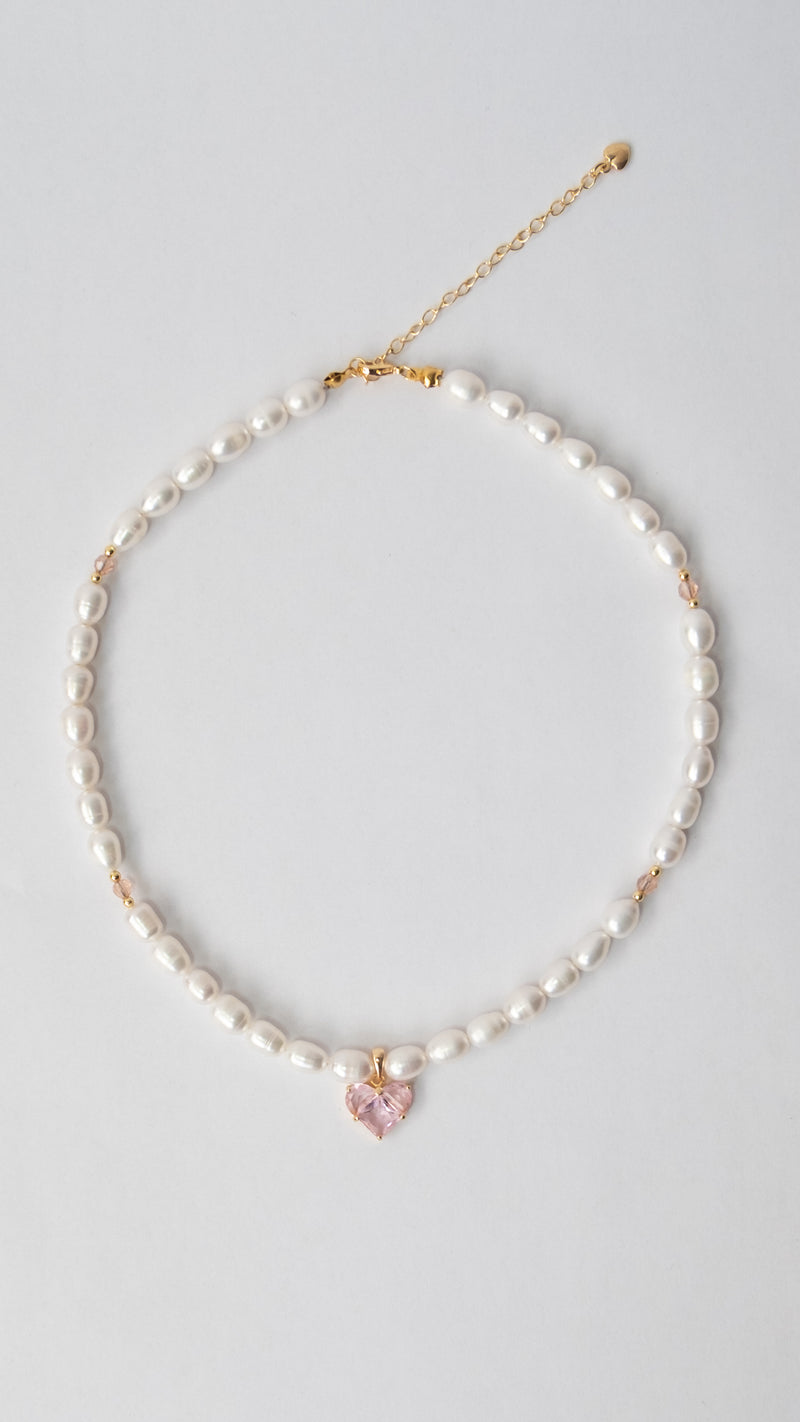 Collar corazón rosado