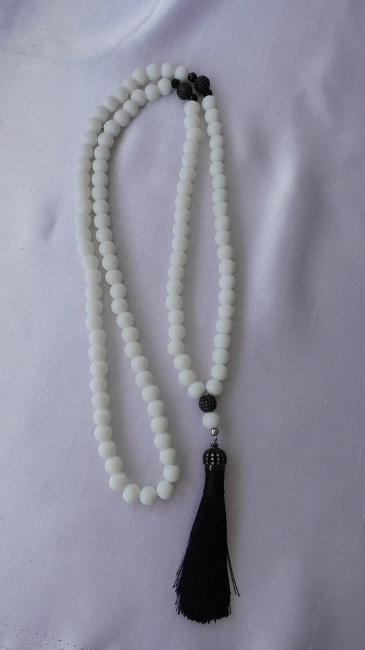 Japa mala de agata blanca