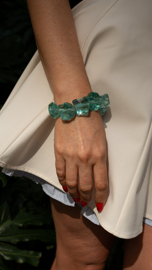 Bundle: Blue glass quartz collar+pulsera